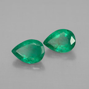 1.35 ct Green Emerald Stone, Natural Emerald in Pear Facet Shape for Sale