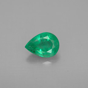 0.66 ct Green Emerald Gemstone, Emerald Gem in Pear Facet Shape for Sale.