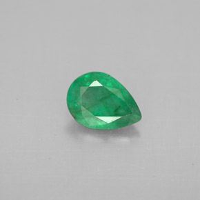 0.59 ct Green Emerald Gemstone, Emerald Gem in Pear Facet Shape for Sale.