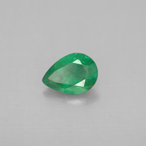0.59 ct Green Emerald Stone, Natural Emerald in Pear Facet Shape for Sale