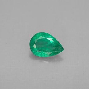 0.56 ct Green Emerald Gemstone, Emerald Gem in Pear Facet Shape for Sale.