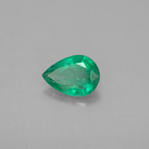 0.56 ct Green Emerald Stone, Natural Emerald in Pear Facet Shape for Sale
