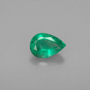 0.64 ct Green Emerald Gemstone, Emerald Gem in Pear Facet Shape for Sale.