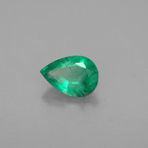 0.64 ct Green Emerald Stone, Natural Emerald in Pear Facet Shape for Sale