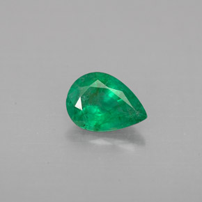 0.58 ct Green Emerald Gemstone, Emerald Gem in Pear Facet Shape for Sale.