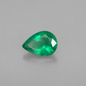 0.58 ct Green Emerald Stone, Natural Emerald in Pear Facet Shape for Sale