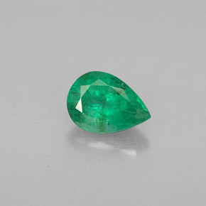 0.67 ct Green Emerald Gemstone, Emerald Gem in Pear Facet Shape for Sale.