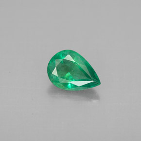 0.57 ct Green Emerald Gemstone, Emerald Gem in Pear Facet Shape for Sale.
