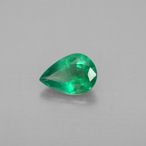0.57 ct Green Emerald Stone, Natural Emerald in Pear Facet Shape for Sale