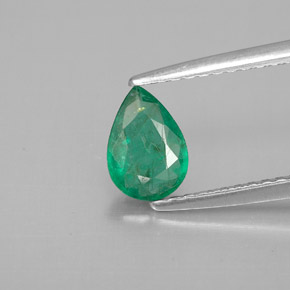 0.50 ct Green Emerald Gemstone, Emerald Gem in Pear Facet Shape for Sale.