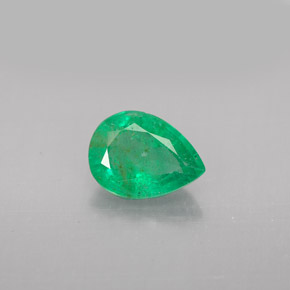 1.27 ct Green Emerald Gemstone, Emerald Gem in Pear Facet Shape for Sale.