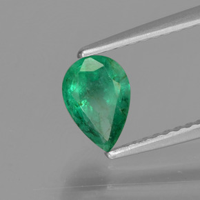 0.67 ct Green Emerald Stone, Natural Emerald in Pear Facet Shape for Sale