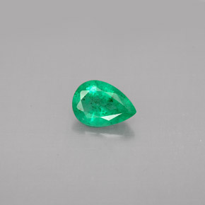 0.58 ct Green Emerald Gemstone, Emerald Gem in Pear Facet Shape for Sale.