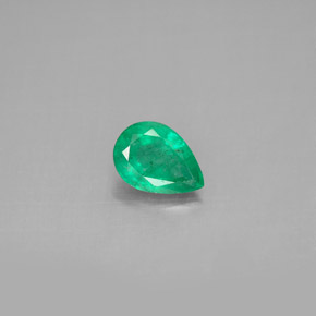 0.59 ct Green Emerald Gemstone, Emerald Gem in Pear Facet Shape for Sale.