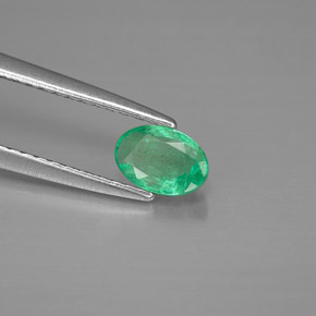 0.42 ct Green Emerald Stone, Natural Emerald in Oval Facet Shape for Sale