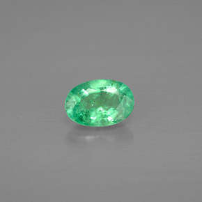 0.43 ct Green Emerald Gemstone, Emerald Gem in Oval Facet Shape for Sale.