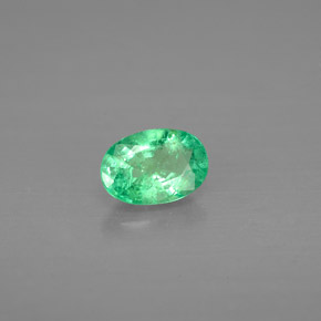 0.43 ct Green Emerald Stone, Natural Emerald in Oval Facet Shape for Sale