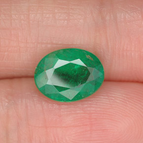 1.56 ct Green Emerald Stone, Natural Emerald in Oval Facet Shape for Sale