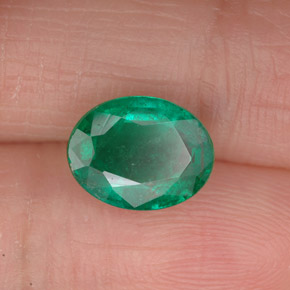 1.63 ct Green Emerald Stone, Natural Emerald in Oval Facet Shape for Sale