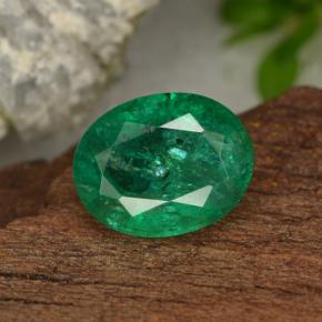 1.54 ct Green Emerald Gemstone, Emerald Gem in Oval Facet Shape for Sale.
