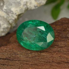 1.54 ct Green Emerald Stone, Natural Emerald in Oval Facet Shape for Sale