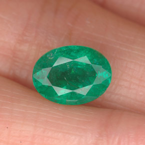 1.85 ct Green Emerald Gemstone, Emerald Gem in Oval Facet Shape for Sale.