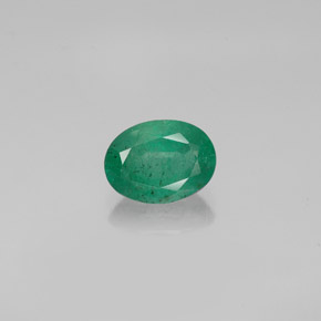 1.18 ct Green Emerald Gemstone, Emerald Gem in Oval Facet Shape for Sale.