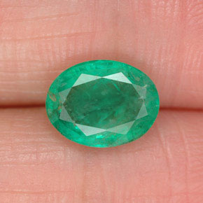 1.64 ct Green Emerald Gemstone, Emerald Gem in Oval Facet Shape for Sale.