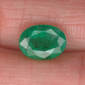 1.61 ct Green Emerald Gemstone, Emerald Gem in Oval Facet Shape for Sale.