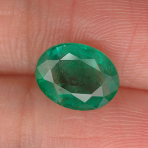 1.78 ct Green Emerald Gemstone, Emerald Gem in Oval Facet Shape for Sale.