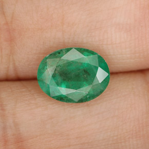 1.61 ct Green Emerald Gemstone, Emerald Gem in Oval Facet Shape for Sale.