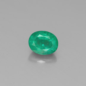0.39 ct Green Emerald Gemstone, Emerald Gem in Oval Facet Shape for Sale.
