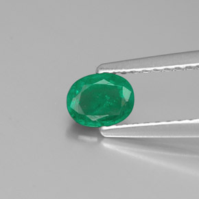 0.35 ct Green Emerald Gemstone, Emerald Gem in Oval Facet Shape for Sale.