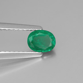 0.35 ct Green Emerald Stone, Natural Emerald in Oval Facet Shape for Sale