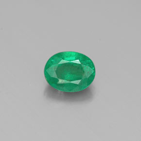 0.38 ct Green Emerald Gemstone, Emerald Gem in Oval Facet Shape for Sale.