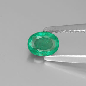 0.36 ct Green Emerald Gemstone, Emerald Gem in Oval Facet Shape for Sale.