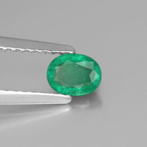 0.36 ct Green Emerald Stone, Natural Emerald in Oval Facet Shape for Sale