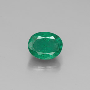 0.44 ct Green Emerald Gemstone, Emerald Gem in Oval Facet Shape for Sale.