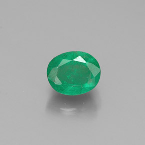 0.43 ct Green Emerald Gemstone, Emerald Gem in Oval Facet Shape for Sale.