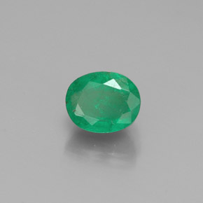 0.43 ct Green Emerald Stone, Natural Emerald in Oval Facet Shape for Sale