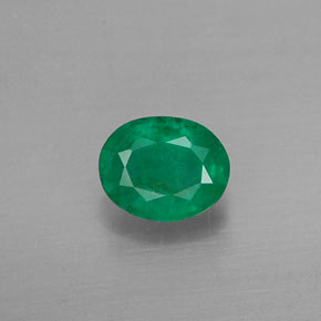 0.36 ct Green Emerald Gemstone, Emerald Gem in Oval Facet Shape for Sale.