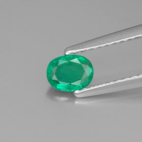 0.33 ct Green Emerald Gemstone, Emerald Gem in Oval Facet Shape for Sale.