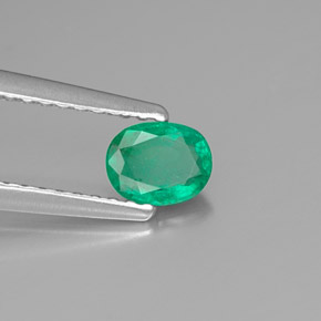 0.33 ct Green Emerald Stone, Natural Emerald in Oval Facet Shape for Sale