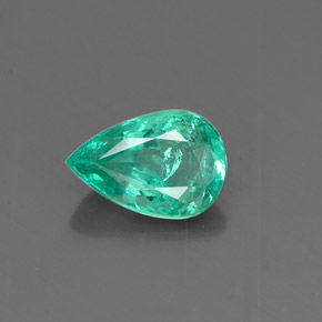 0.86 ct Green Emerald Gemstone, Emerald Gem in Pear Facet Shape for Sale.
