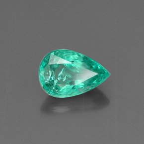 0.86 ct Green Emerald Stone, Natural Emerald in Pear Facet Shape for Sale