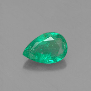 0.34 ct Green Emerald Gemstone, Emerald Gem in Pear Facet Shape for Sale.