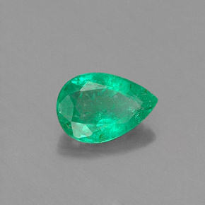 0.34 ct Green Emerald Stone, Natural Emerald in Pear Facet Shape for Sale