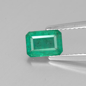 0.77 ct Green Emerald Gemstone, Emerald Gem in Octagon Facet Shape for Sale.
