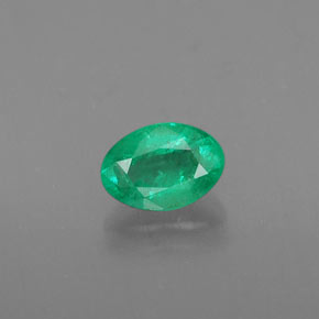 0.41 ct Green Emerald Gemstone, Emerald Gem in Oval Facet Shape for Sale.