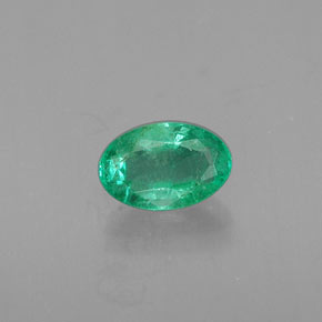 0.42 ct Green Emerald Gemstone, Emerald Gem in Oval Facet Shape for Sale.